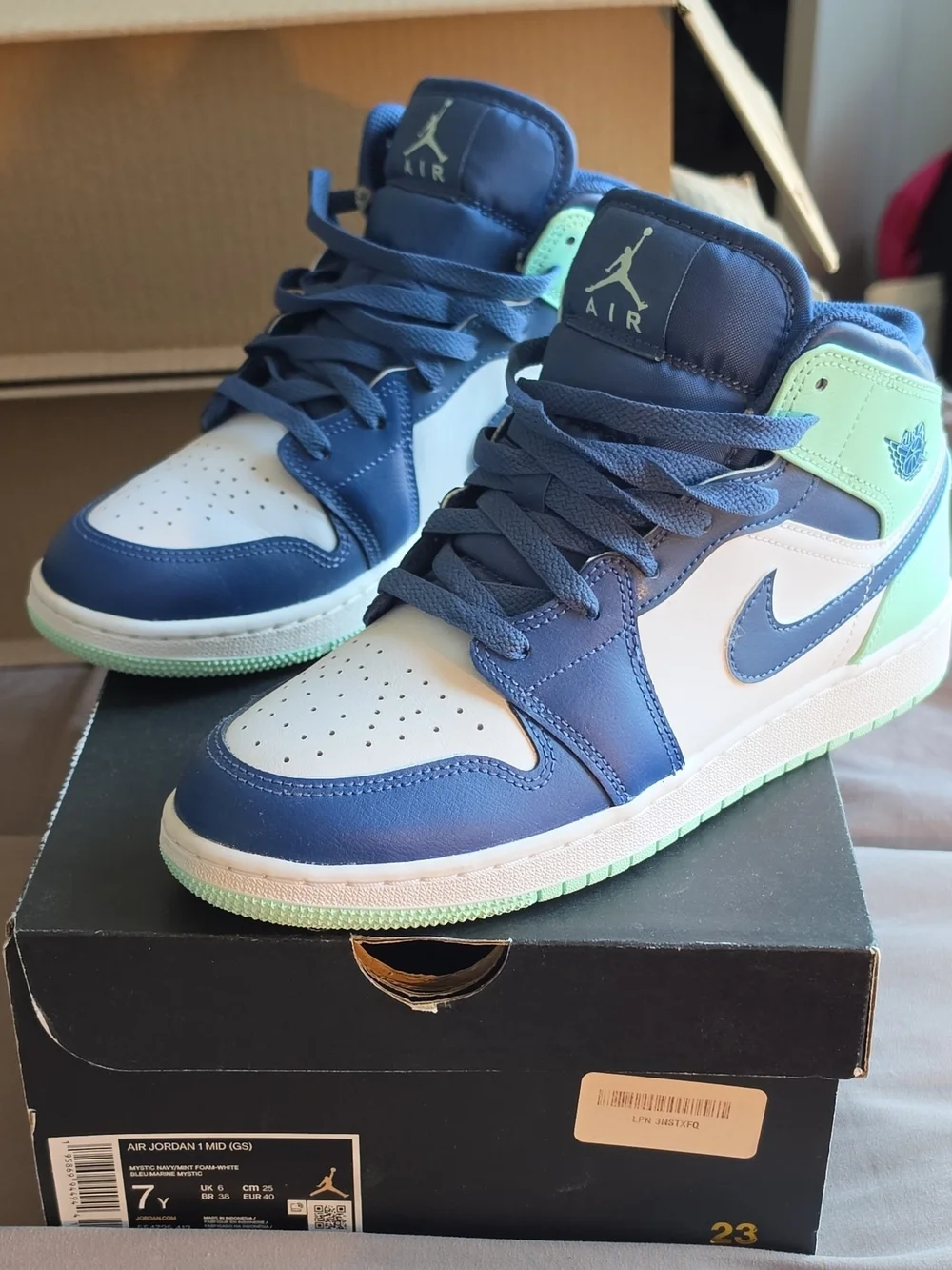 Jordan Kids Blue and Light Gray High-Top Sneakers